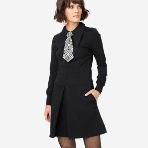 Retrolicious 1960s Black Ponte Fit & Flare Dress